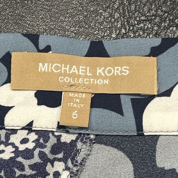 Michael Kors Collection Skirt Womens 6 Silk Floral Midi Navy Blue Semi Sheer - Picture 2 of 6